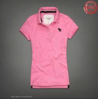 dames abercrombie fitch korte polo tees logo lichtrood Outlet Nijmegen e8k2x661